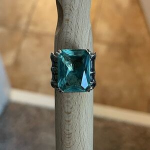 Silpada Sterling Silver & Emerald-Cut Aqua Statement Ring